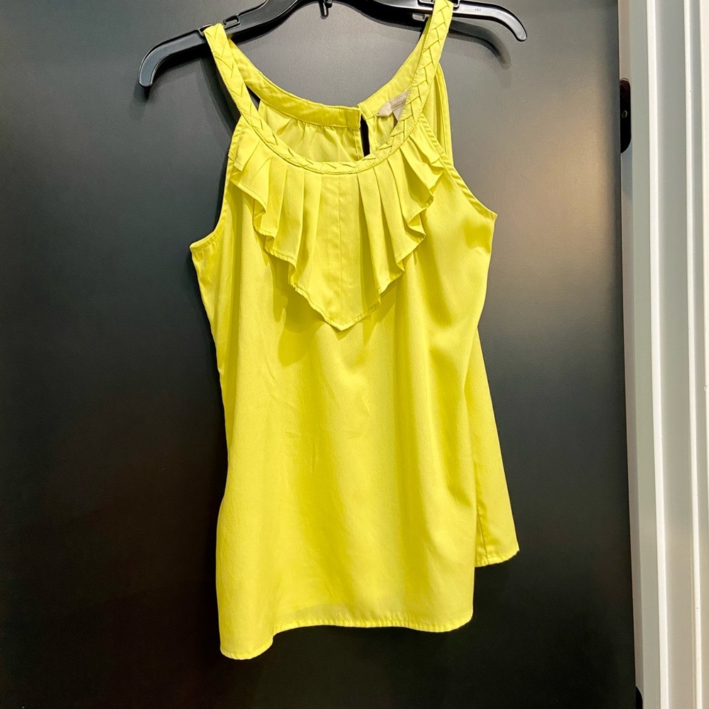 Banana Republic Size M yellow green braided neck top